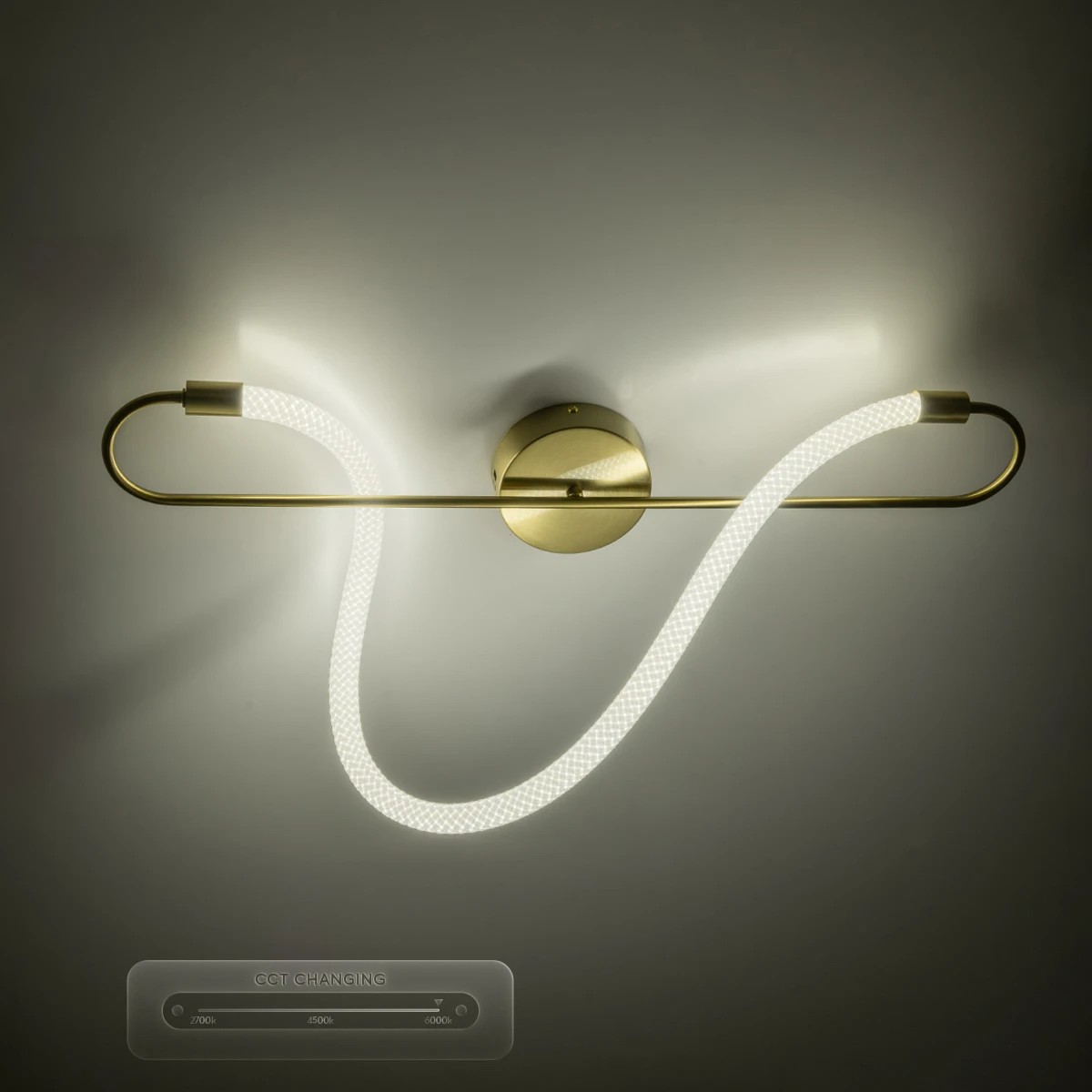 kelvo® GLOW KLV-101-0169-V2 Φωτιστικό Οροφής LED 18W 1800lm 360° AC 220-240V IP20 Ρυθμιζόμενο Λευκό CCT με On/Off 2700K/4500K/6000K - Lumileds SMD Chip - Χρυσό Πλατίνα - Μ30 x Π15 x Υ70cm - 3 Χρόνια Εγγύηση - Image 12