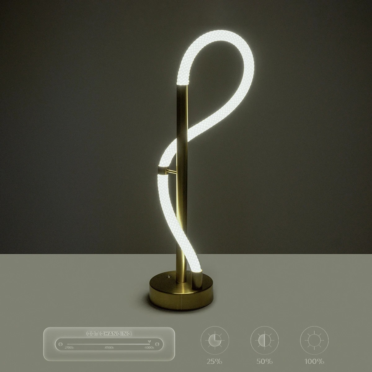 kelvo® GLOW KLV-101-0172 Επιτραπέζιο Φωτιστικό Πορτατίφ LED 18W 1800lm 360° AC 220-240V IP20 Ρυθμιζόμενο Λευκό CCT με Αφή 2700K/4500K/6000K Dimmable - Lumileds SMD Chip - Χρυσό Πλατίνα - Μ30 x Π30 x Υ60cm - 3 Χρόνια Εγγύηση - Image 17