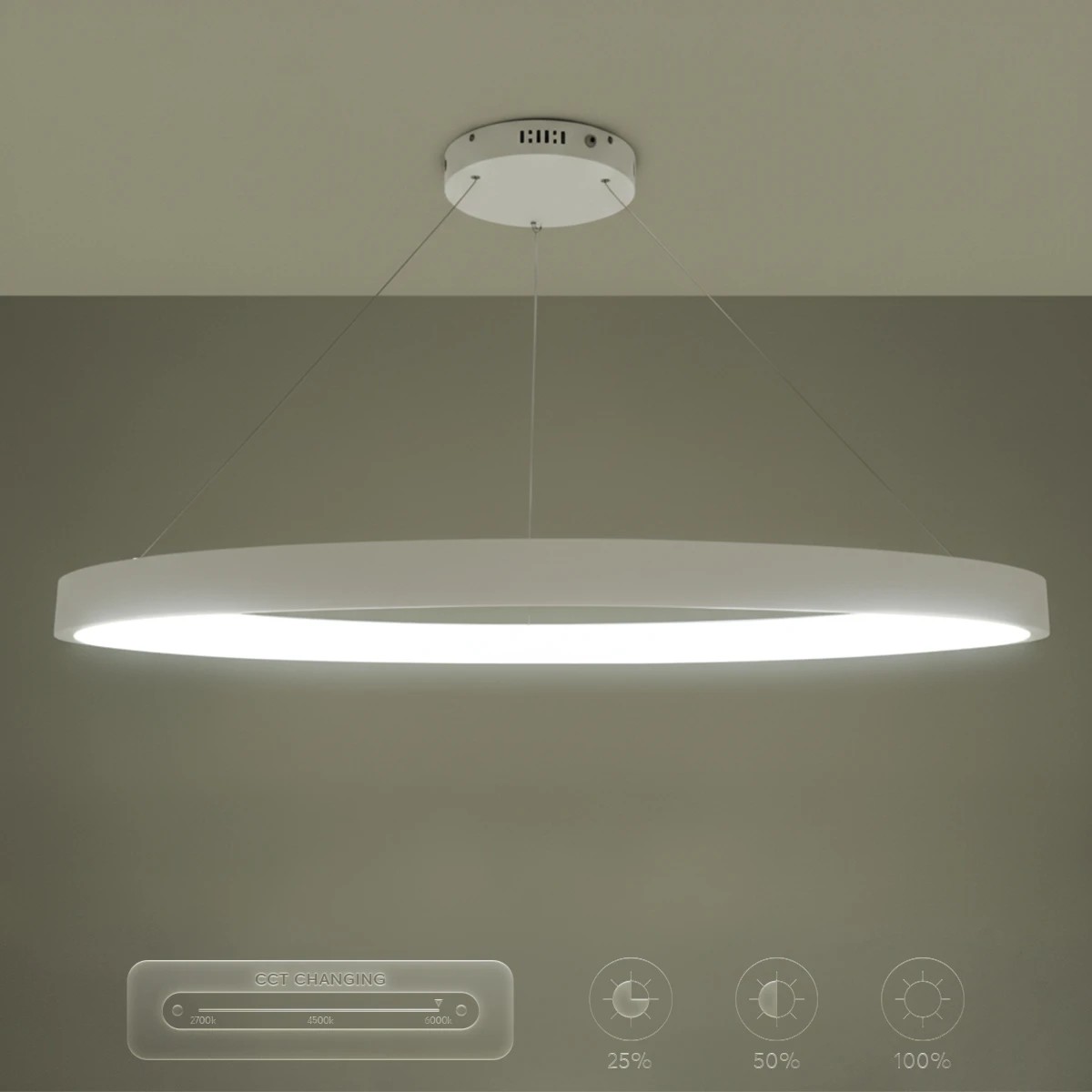 kelvo® NEMESIS KLV-101-0212 Κρεμαστό Φωτιστικό Οροφής LED 67W 6700lm 180° AC 220-240V IP20 Ρυθμιζόμενο Λευκό CCT με Χειριστήριο από 2700K έως 6000K Dimmable - Lumileds SMD Chip - Λευκό Ματ - Μ80 x Π80 x Υ4cm - 3 Χρόνια Εγγύηση - Image 13