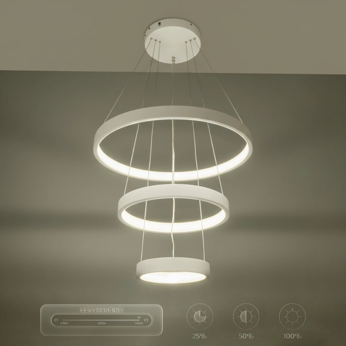kelvo® NEMESIS KLV-101-0218-V2 Κρεμαστό Φωτιστικό Οροφής LED 100W 10000lm 180° AC 220-240V IP20 Ρυθμιζόμενο Λευκό CCT με Χειριστήριο από 2700K έως 6000K Dimmable - Lumileds SMD Chip - Λευκό Ματ - Μ60 x Π60 x Υ60cm - 3 Χρόνια Εγγύηση - Image 15