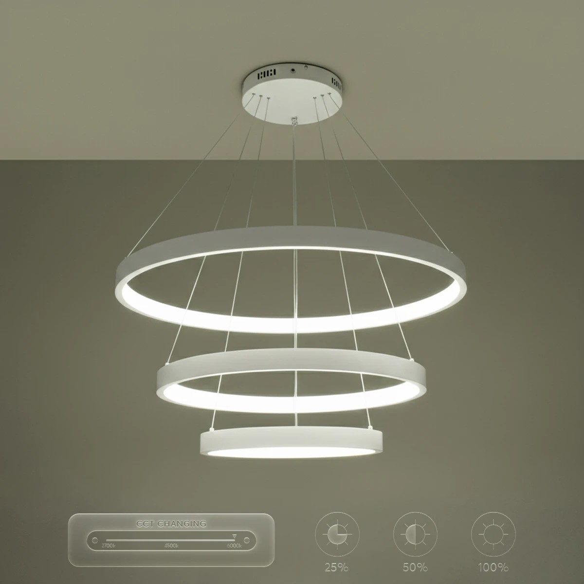 kelvo® NEMESIS KLV-101-0221-V2 Κρεμαστό Φωτιστικό Οροφής LED 120W 12000lm 180° AC 220-240V IP20 Ρυθμιζόμενο Λευκό CCT με Χειριστήριο από 2700K έως 6000K Dimmable - Lumileds SMD Chip - Λευκό Ματ - Μ80 x Π80 x Υ80cm - 3 Χρόνια Εγγύηση - Image 15