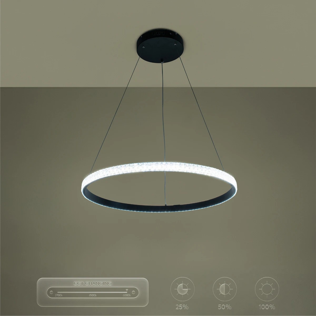 kelvo® DIAMOND KLV-101-0229 Κρεμαστό Φωτιστικό Οροφής LED 45W 4500lm 180° AC 220-240V IP20 Ρυθμιζόμενο Λευκό CCT με Χειριστήριο από 2700K έως 6000K Dimmable - Lumileds SMD Chip - Μαύρο Ματ - Μ60 x Π60 x Υ3cm - 3 Χρόνια Εγγύηση - Image 13