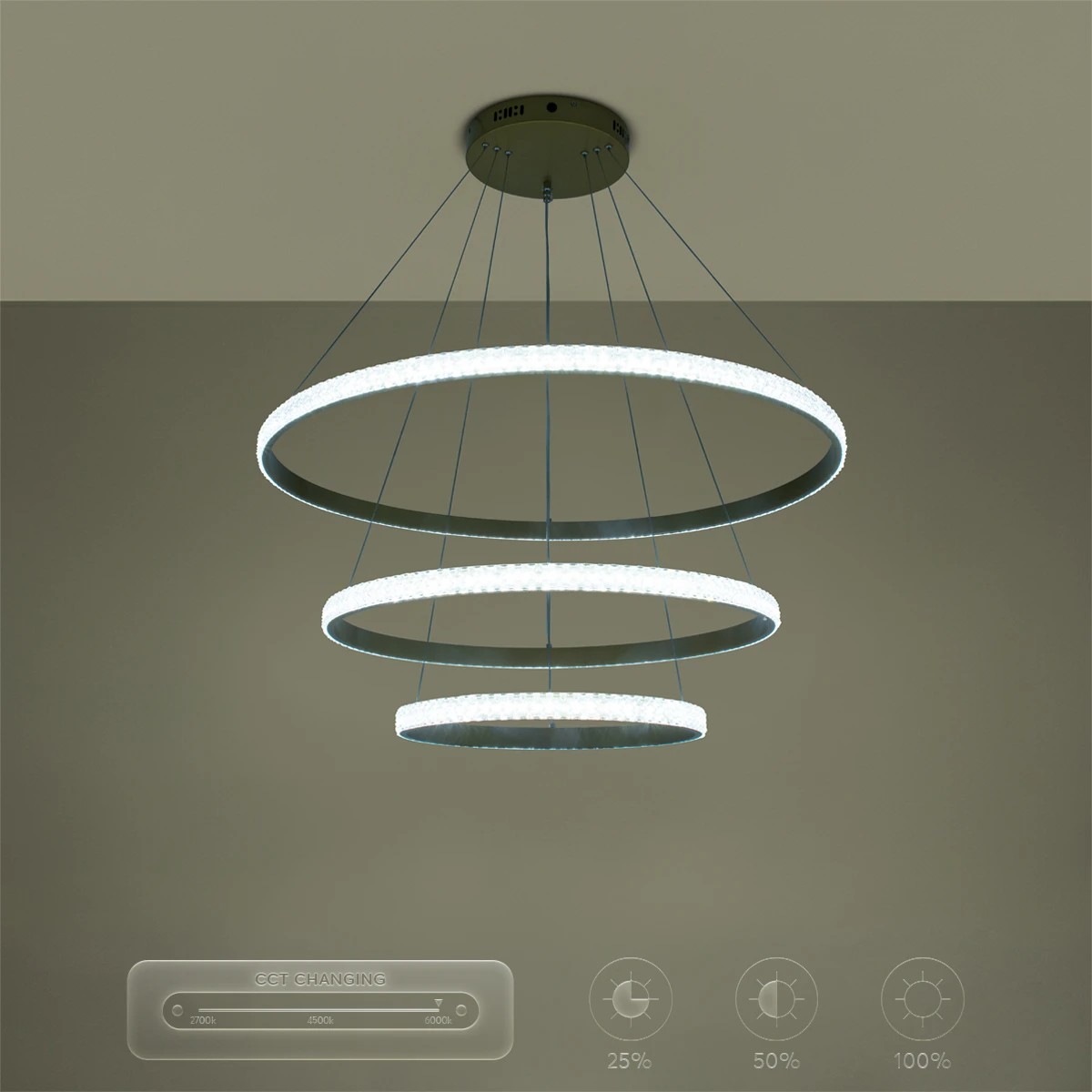 kelvo® DIAMOND KLV-101-0240-V2 Κρεμαστό Φωτιστικό Οροφής LED 120W 12000lm 180° AC 220-240V IP20 Ρυθμιζόμενο Λευκό CCT με Χειριστήριο από 2700K έως 6000K Dimmable - Lumileds SMD Chip - Χρυσό Πλατίνα - Μ80 x Π80 x Υ80cm - 3 Χρόνια Εγγύηση - Image 15
