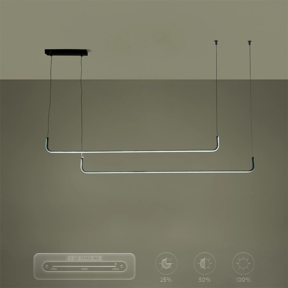 kelvo® LINARIA KLV-101-0258-V2 Κρεμαστό Φωτιστικό Οροφής LED 72W 7200lm 180° AC 220-240V IP20 Ρυθμιζόμενο Λευκό CCT με Χειριστήριο από 2700K έως 6000K Dimmable - Lumileds SMD Chip - Μαύρο Ματ - Μ220 x Π4 x Υ25cm - 3 Χρόνια Εγγύηση - Image 13