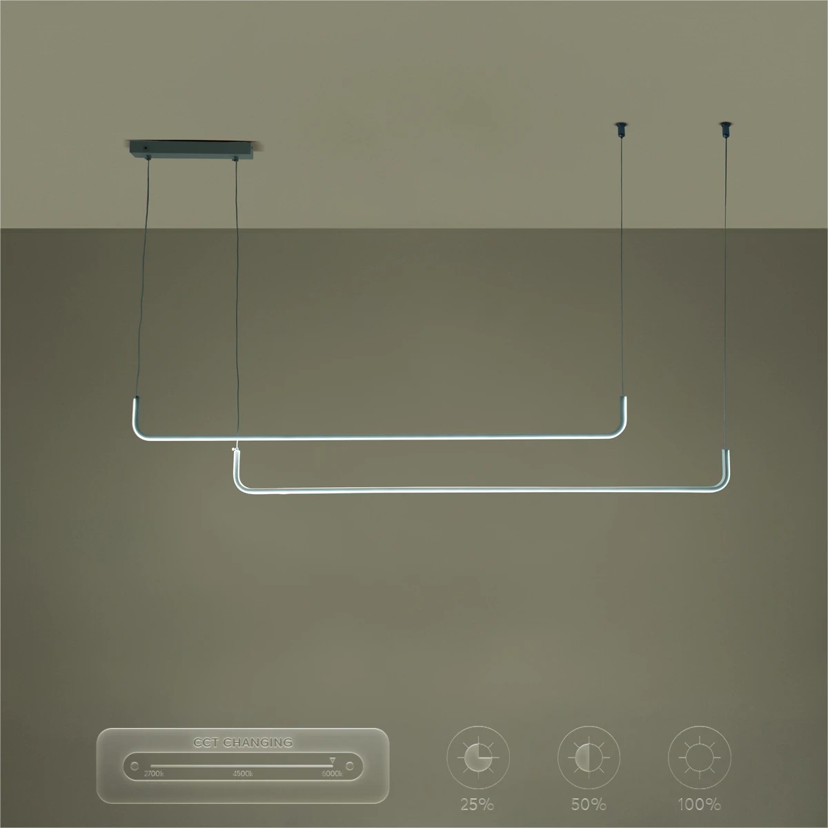 kelvo® LINARIA KLV-101-0259 Κρεμαστό Φωτιστικό Οροφής LED 72W 7200lm 180° AC 220-240V IP20 Ρυθμιζόμενο Λευκό CCT με Χειριστήριο από 2700K έως 6000K Dimmable - Lumileds SMD Chip - Λευκό Ματ - Μ130 x Π4 x Υ25cm - 3 Χρόνια Εγγύηση - Image 13