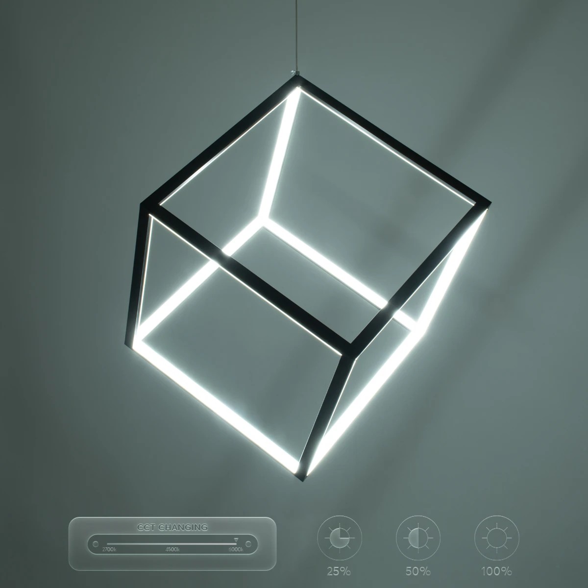kelvo® KIBOO KLV-101-0261 Κρεμαστό Φωτιστικό Οροφής LED 36W 3600lm 360° AC 220-240V IP20 Ρυθμιζόμενο Λευκό CCT με Χειριστήριο από 2700K έως 6000K Dimmable - Lumileds SMD Chip - Μαύρο Ματ - Μ40 x Π40 x Υ40cm - 3 Χρόνια Εγγύηση - Image 15
