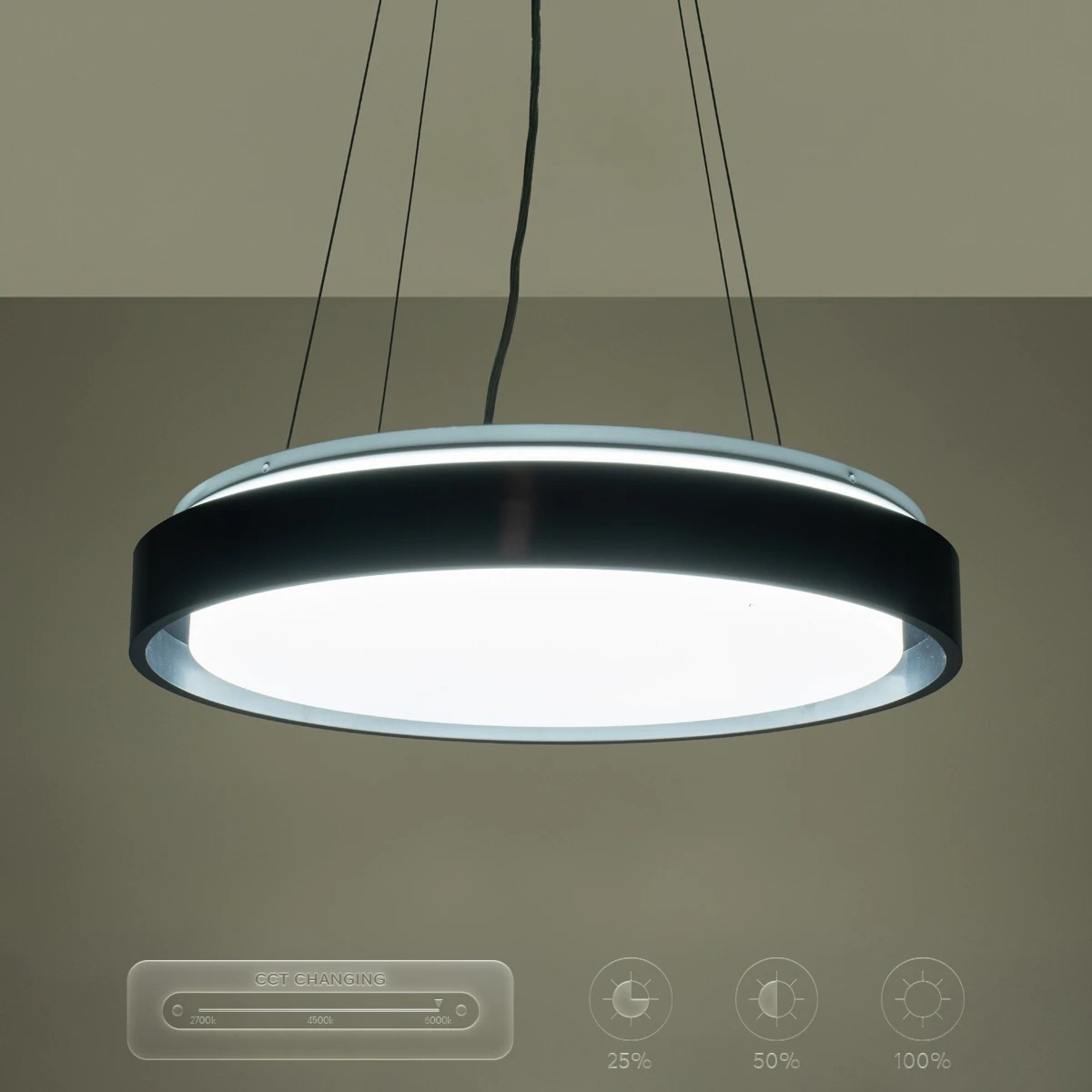 kelvo® BARCHETTA KLV-101-0265 Κρεμαστό Φωτιστικό Οροφής LED 72W 7200lm 120° AC 220-240V IP20 Ρυθμιζόμενο Λευκό CCT με Χειριστήριο από 2700K έως 6000K Dimmable - Lumileds SMD Chip - Μαύρο Ματ - Μ48 x Π48 x Υ8.2cm - 3 Χρόνια Εγγύηση - Image 18
