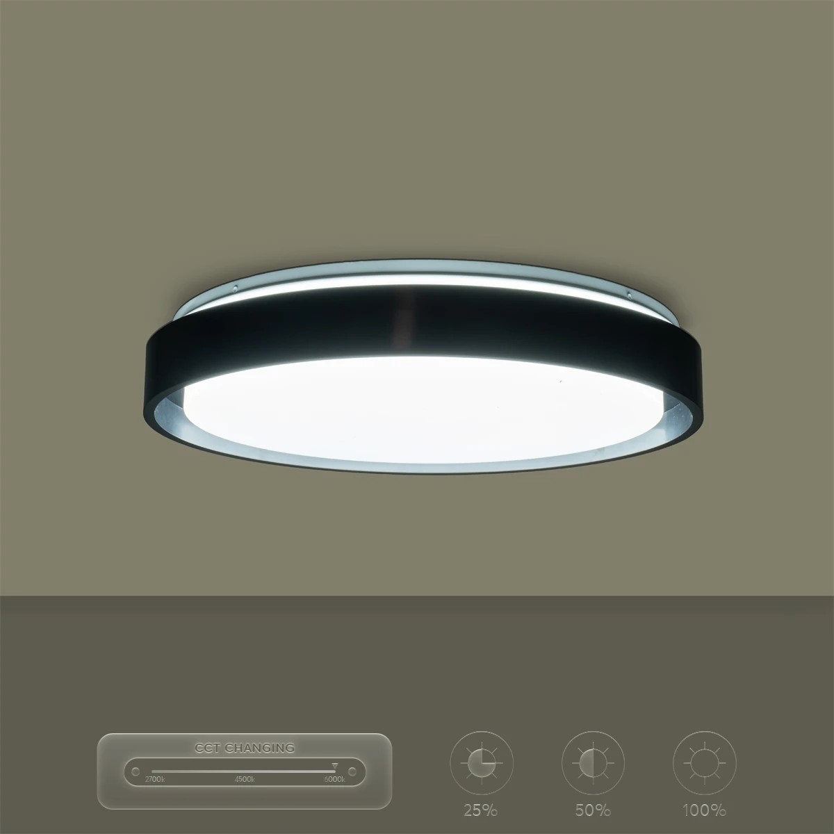 kelvo® BARCHETTA KLV-101-0265-V2 Φωτιστικό Οροφής LED 72W 7200lm 120° AC 220-240V IP20 Ρυθμιζόμενο Λευκό CCT με Χειριστήριο από 2700K έως 6000K Dimmable - Lumileds SMD Chip - Μαύρο Ματ - Μ48 x Π48 x Υ8.2cm - 3 Χρόνια Εγγύηση - Image 17