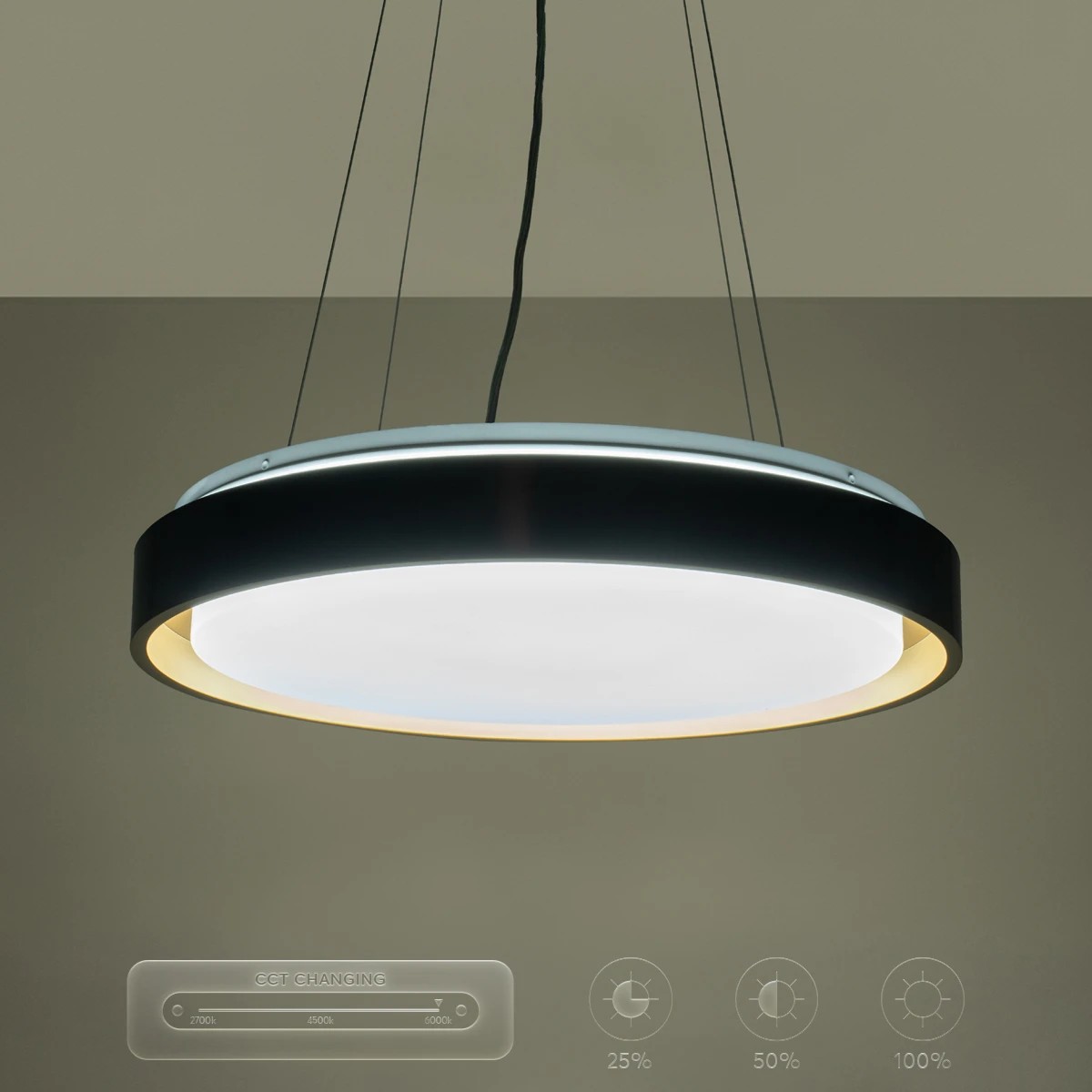 kelvo® BARCHETTA KLV-101-0266 Κρεμαστό Φωτιστικό Οροφής LED 72W 7200lm 120° AC 220-240V IP20 Ρυθμιζόμενο Λευκό CCT με Χειριστήριο από 2700K έως 6000K Dimmable - Lumileds SMD Chip - Μαύρο & Σαμπανιζέ Χρυσό Ματ - Μ48 x Π48 x Υ8.2cm - 3 Χρόνια Εγγύηση - Image 18