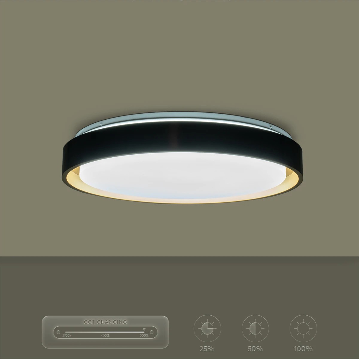 kelvo® BARCHETTA KLV-101-0266-V2 Φωτιστικό Οροφής LED 72W 7200lm 120° AC 220-240V IP20 Ρυθμιζόμενο Λευκό CCT με Χειριστήριο από 2700K έως 6000K Dimmable - Lumileds SMD Chip - Μαύρο & Σαμπανιζέ Χρυσό Ματ - Μ48 x Π48 x Υ8.2cm - 3 Χρόνια Εγγύηση - Image 17
