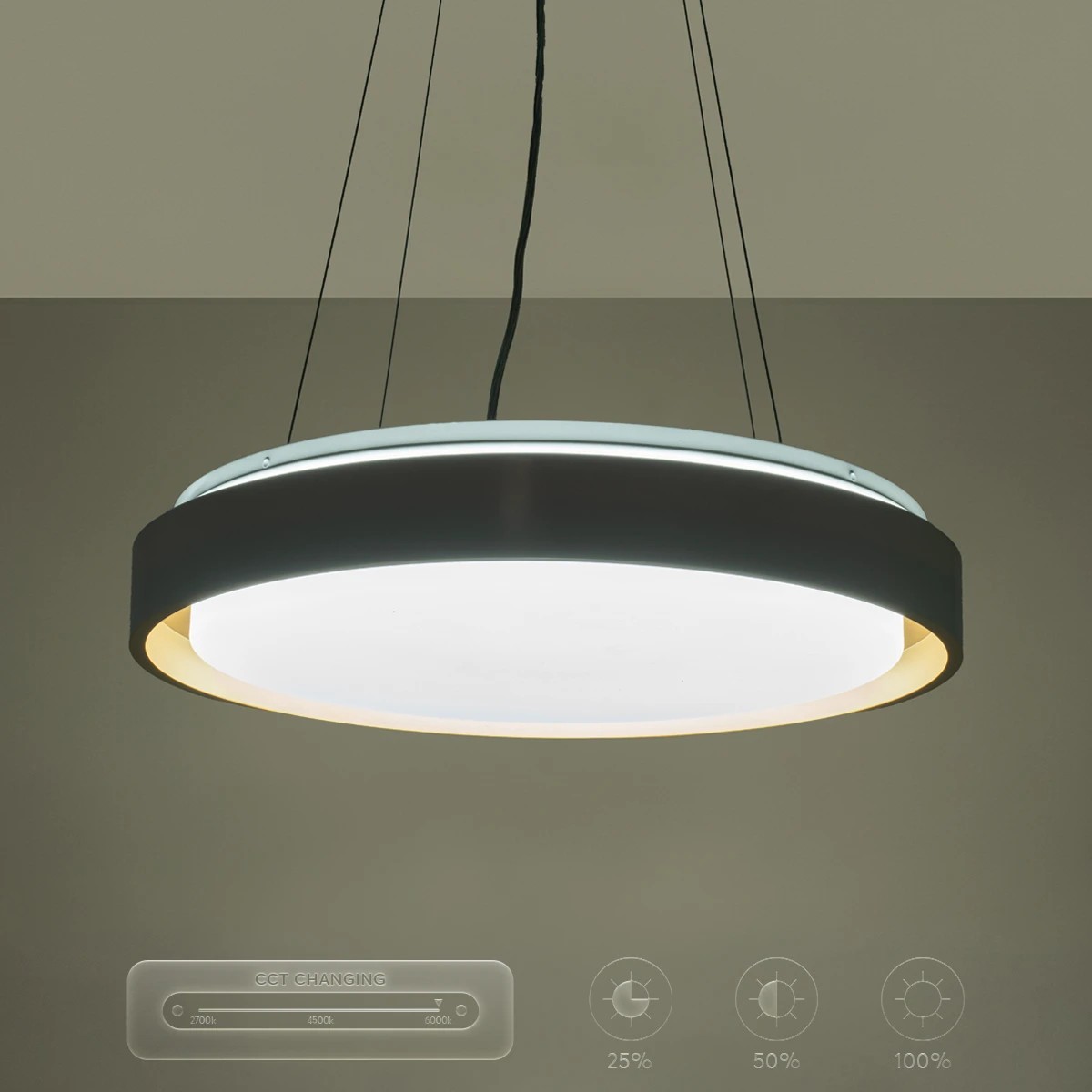 kelvo® BARCHETTA KLV-101-0267 Κρεμαστό Φωτιστικό Οροφής LED 72W 7200lm 120° AC 220-240V IP20 Ρυθμιζόμενο Λευκό CCT με Χειριστήριο από 2700K έως 6000K Dimmable - Lumileds SMD Chip - Λευκό & Σαμπανιζέ Χρυσό Ματ - Μ48 x Π48 x Υ8.2cm - 3 Χρόνια Εγγύηση - Image 18