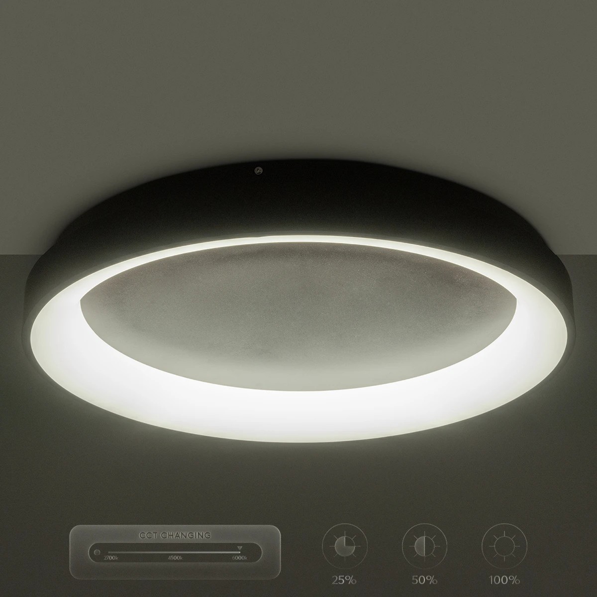 kelvo® SALEM KLV-101-0284 Φωτιστικό Οροφής LED 105W 10500lm 120° AC 220-240V IP20 Ρυθμιζόμενο Λευκό CCT με Χειριστήριο από 2700K έως 6000K Dimmable - Lumileds SMD Chip - Καφέ Ματ - Μ60 x Π60 x Υ9.5cm - 3 Χρόνια Εγγύηση - Image 14