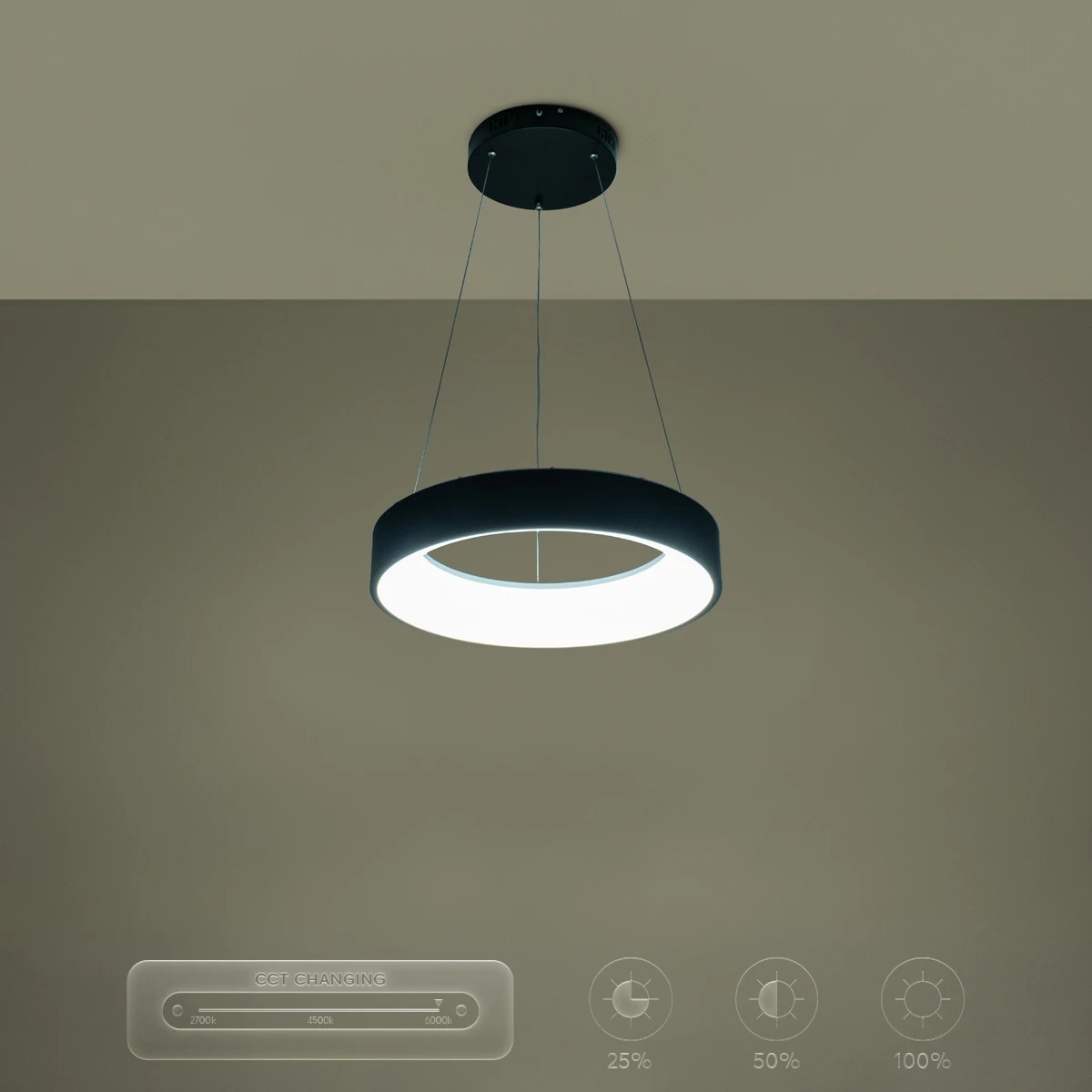 kelvo® SALEM KLV-101-0285 Κρεμαστό Φωτιστικό Οροφής LED 75W 7500lm 120° AC 220-240V IP20 Ρυθμιζόμενο Λευκό CCT με Χειριστήριο από 2700K έως 6000K Dimmable - Lumileds SMD Chip - Μαύρο Ματ - Μ45 x Π45 x Υ6cm - 3 Χρόνια Εγγύηση - Image 13
