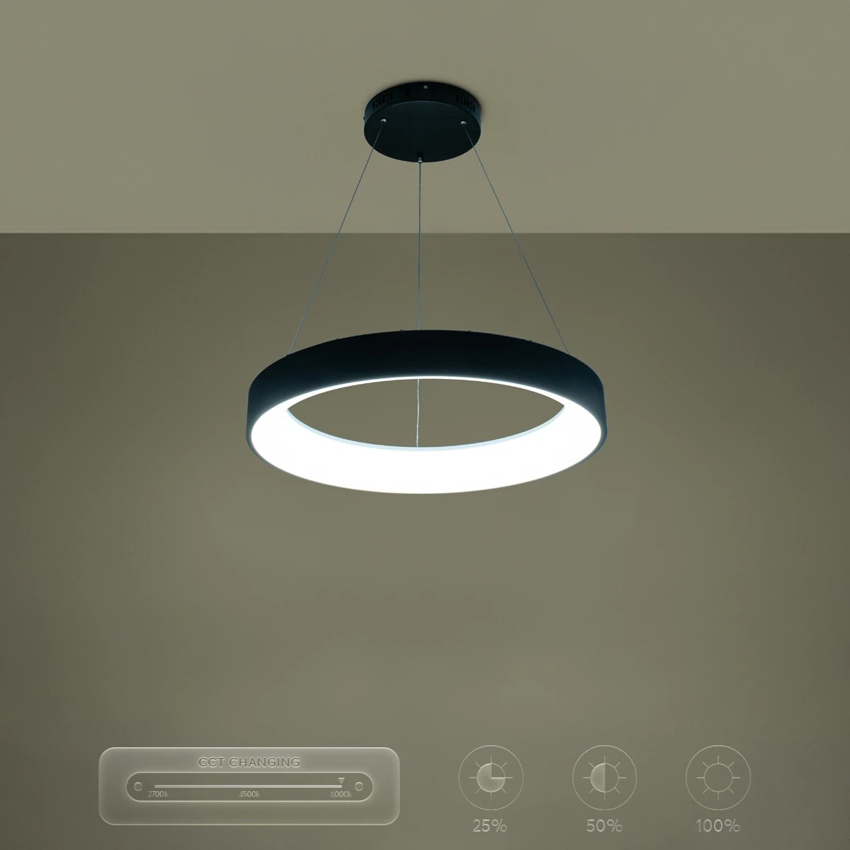 kelvo® SALEM KLV-101-0289 Κρεμαστό Φωτιστικό Οροφής LED 105W 10500lm 120° AC 220-240V IP20 Ρυθμιζόμενο Λευκό CCT με Χειριστήριο από 2700K έως 6000K Dimmable - Lumileds SMD Chip - Μαύρο Ματ - Μ60 x Π60 x Υ6cm - 3 Χρόνια Εγγύηση - Image 13