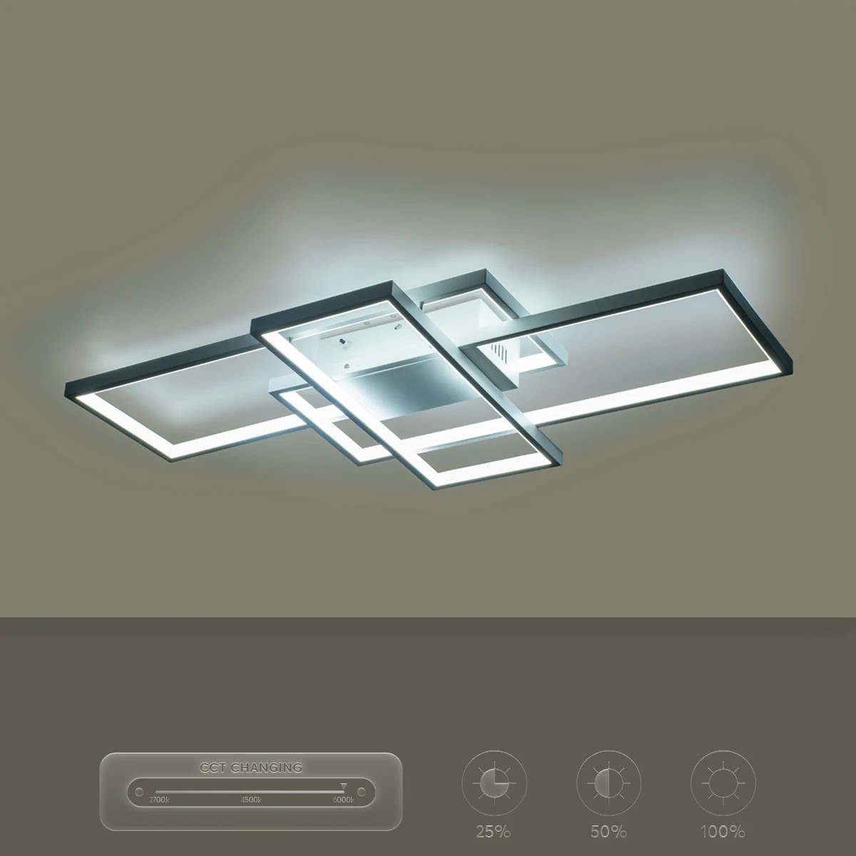 kelvo® QUADRA KLV-101-0294 Φωτιστικό Οροφής LED 100W 10000lm 120° AC 220-240V IP20 Ρυθμιζόμενο Λευκό CCT με Χειριστήριο από 2700K έως 6000K Dimmable - Lumileds SMD Chip - Λευκό Ματ - Μ85 x Π45 x Υ9cm - 3 Χρόνια Εγγύηση - Image 13