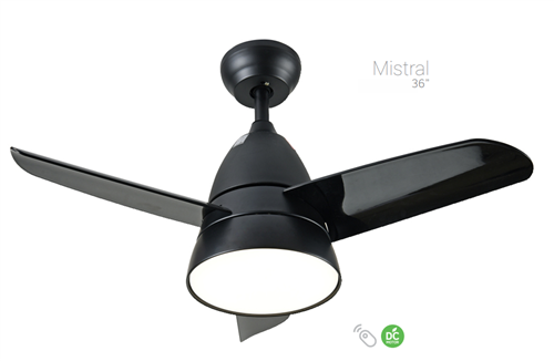 ΑΝΕΜ/ΡΑΣ ΟΡΟΦΗΣ&ΤΗΛ.36" led18W DC35W MISTRAL ΜΑΥΡΟ