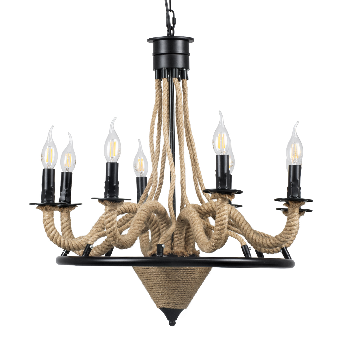 LEDTM® PENNSYLVANIA 00542 Vintage Κρεμαστό Φωτιστικό Οροφής με Ντουί 8 x E14 AC 220-240V IP20 - Μαύρο & Μπεζ - Μ64 x Π64 x Υ63cm - Image 5