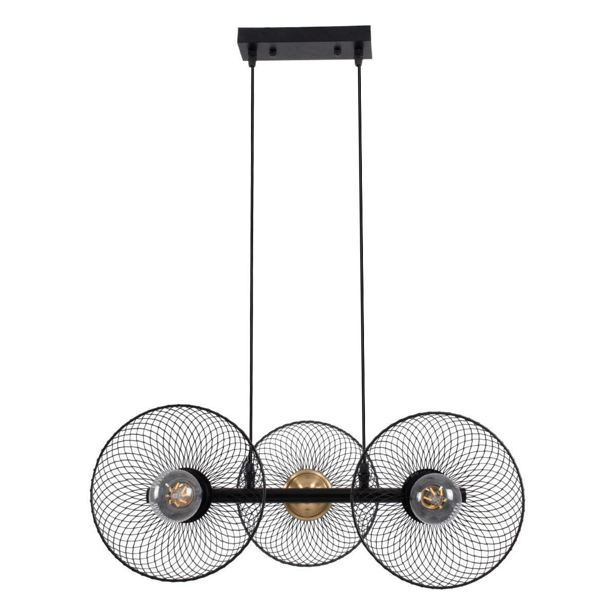 LEDTM® VERONA 00586 Μοντέρνο Κρεμαστό Φωτιστικό Οροφής με Ντουί 3 x E27 AC 220-240V IP20 - Μαύρο & Χρυσό - Μ50 x Π28 x Υ20cm - Image 4