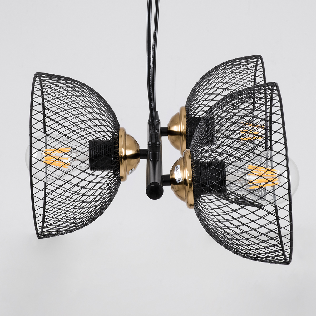 LEDTM® VERONA 00586 Μοντέρνο Κρεμαστό Φωτιστικό Οροφής με Ντουί 3 x E27 AC 220-240V IP20 - Μαύρο & Χρυσό - Μ50 x Π28 x Υ20cm - Image 5
