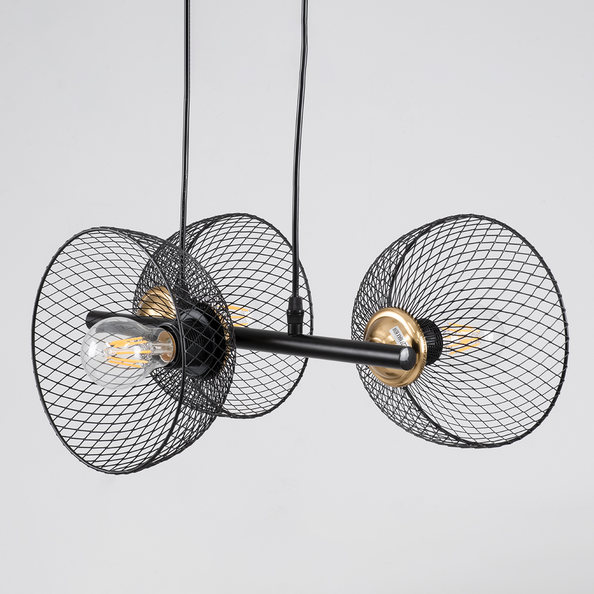 LEDTM® VERONA 00586 Μοντέρνο Κρεμαστό Φωτιστικό Οροφής με Ντουί 3 x E27 AC 220-240V IP20 - Μαύρο & Χρυσό - Μ50 x Π28 x Υ20cm - Image 6
