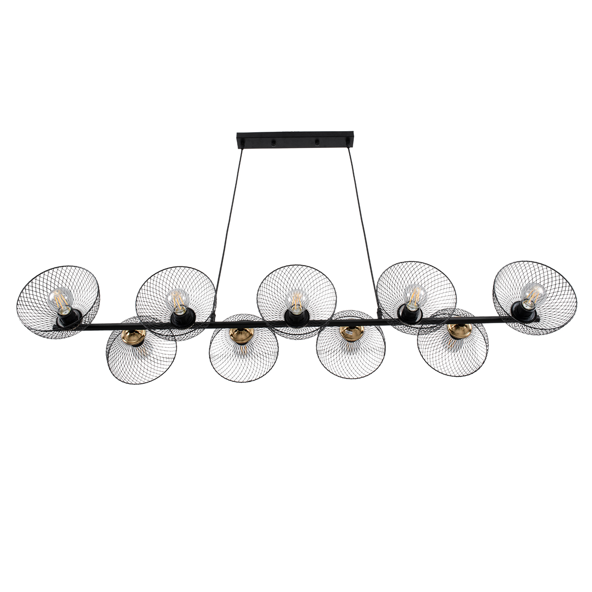 LEDTM® VERONA 00588 Μοντέρνο Κρεμαστό Φωτιστικό Οροφής με Ντουί 9 x E27 AC 220-240V IP20 - Μαύρο & Χρυσό - Μ140 x Π28 x Υ20cm - Image 3