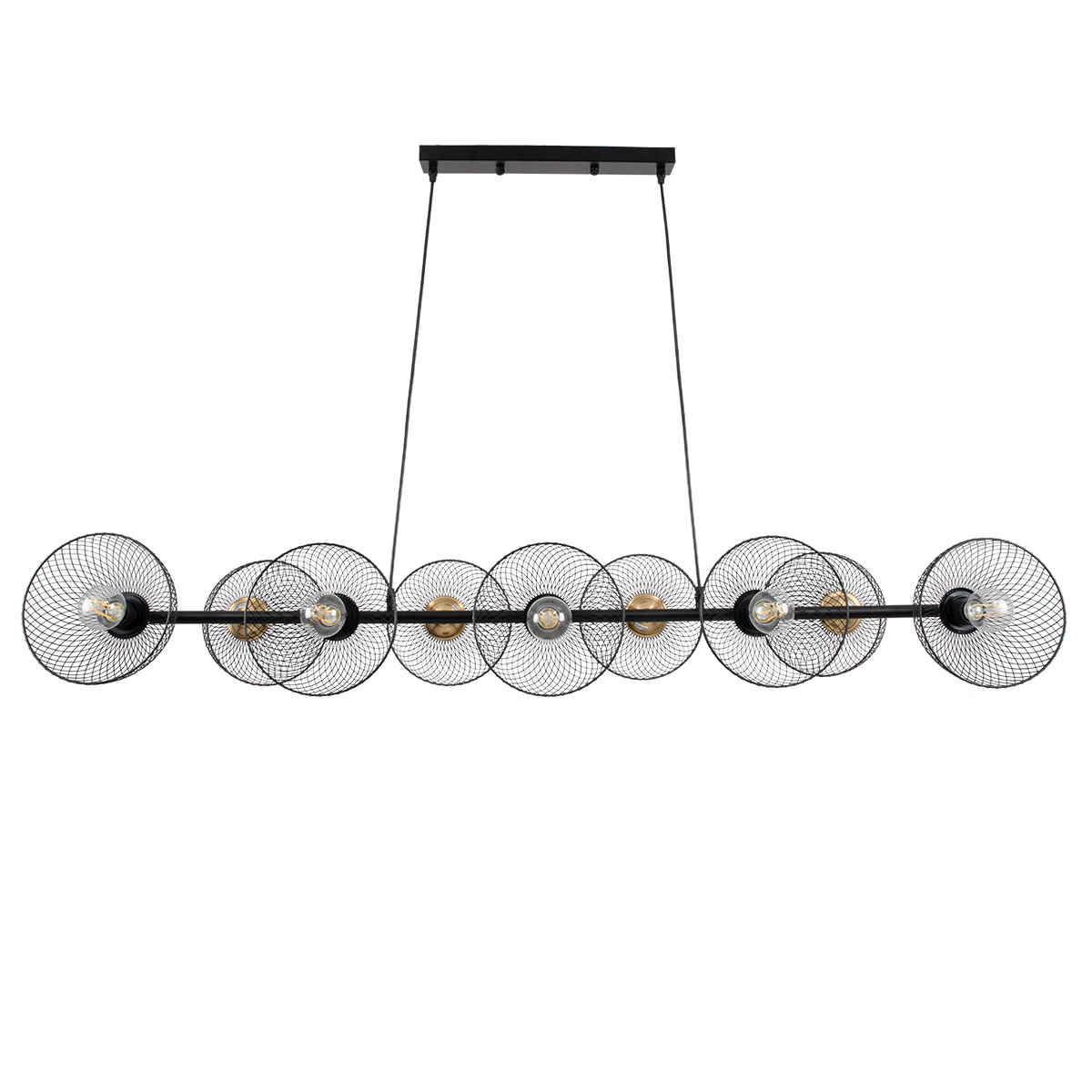LEDTM® VERONA 00588 Μοντέρνο Κρεμαστό Φωτιστικό Οροφής με Ντουί 9 x E27 AC 220-240V IP20 - Μαύρο & Χρυσό - Μ140 x Π28 x Υ20cm - Image 4