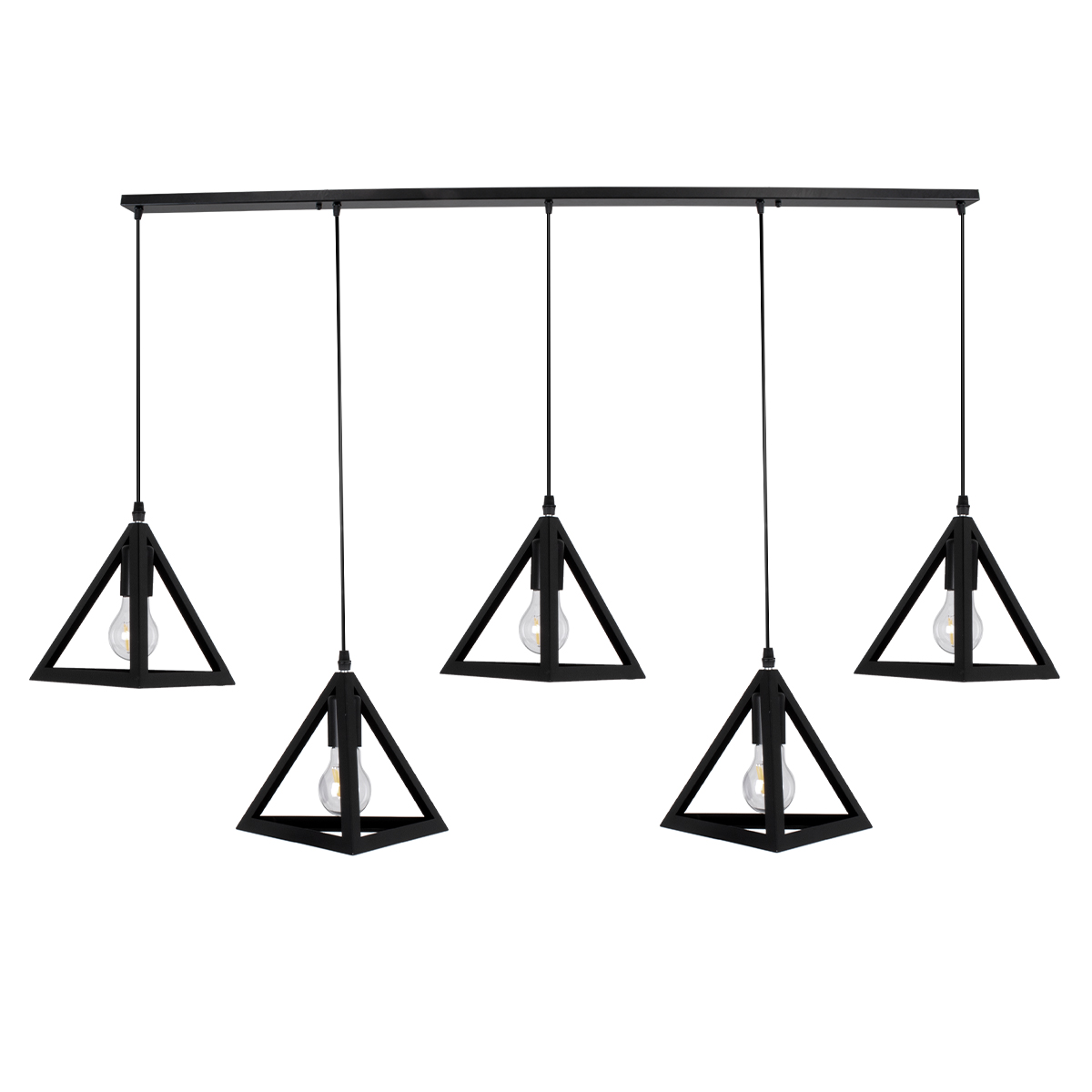 LEDTM® TRIANGLE 00608 Μοντέρνο Κρεμαστό Φωτιστικό Οροφής με Ντουί 5 x E27 AC 220-240V IP20 - Μαύρο - Μ170 x Π22 x Y130cm - Image 3