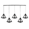 LEDTM® TRIANGLE 00608 Μοντέρνο Κρεμαστό Φωτιστικό Οροφής με Ντουί 5 x E27 AC 220-240V IP20 - Μαύρο - Μ170 x Π22 x Y130cm - Image 4