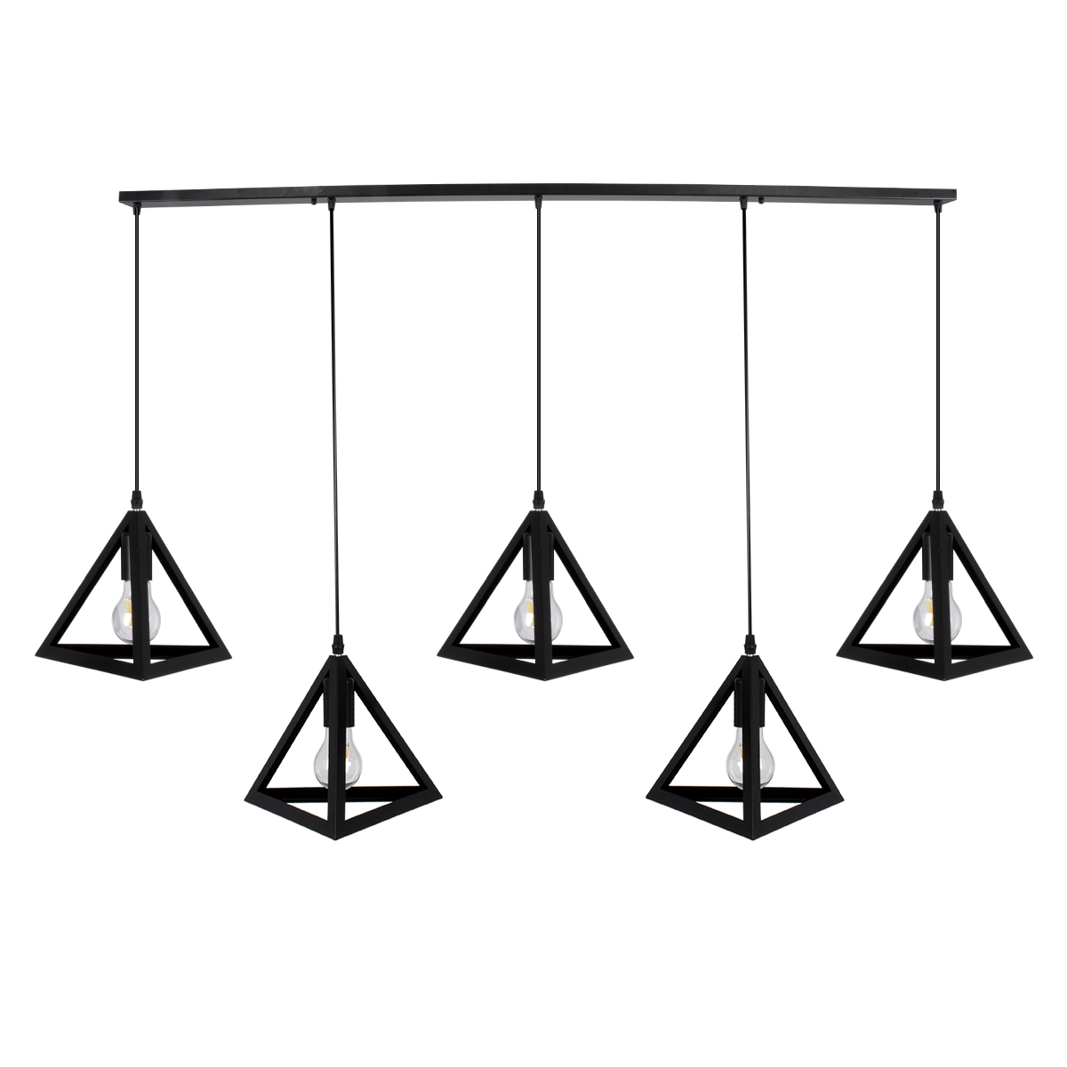 LEDTM® TRIANGLE 00608 Μοντέρνο Κρεμαστό Φωτιστικό Οροφής με Ντουί 5 x E27 AC 220-240V IP20 - Μαύρο - Μ170 x Π22 x Y130cm - Image 4