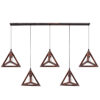 LEDTM® TRIANGLE 00609 Μοντέρνο Κρεμαστό Φωτιστικό Οροφής με Ντουί 5 x E27 AC 220-240V IP20 - Χάλκινο - Μ170 x Π22 x Y130cm - Image 2