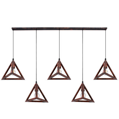 Alternative view of LEDTM® TRIANGLE 00609 Μοντέρνο Κρεμαστό Φωτιστικό Οροφής με Ντουί 5 x E27 AC 220-240V IP20 - Χάλκινο - Μ170 x Π22 x Y130cm