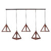 LEDTM® TRIANGLE 00609 Μοντέρνο Κρεμαστό Φωτιστικό Οροφής με Ντουί 5 x E27 AC 220-240V IP20 - Χάλκινο - Μ170 x Π22 x Y130cm - Image 3