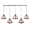 LEDTM® TRIANGLE 00609 Μοντέρνο Κρεμαστό Φωτιστικό Οροφής με Ντουί 5 x E27 AC 220-240V IP20 - Χάλκινο - Μ170 x Π22 x Y130cm - Image 4