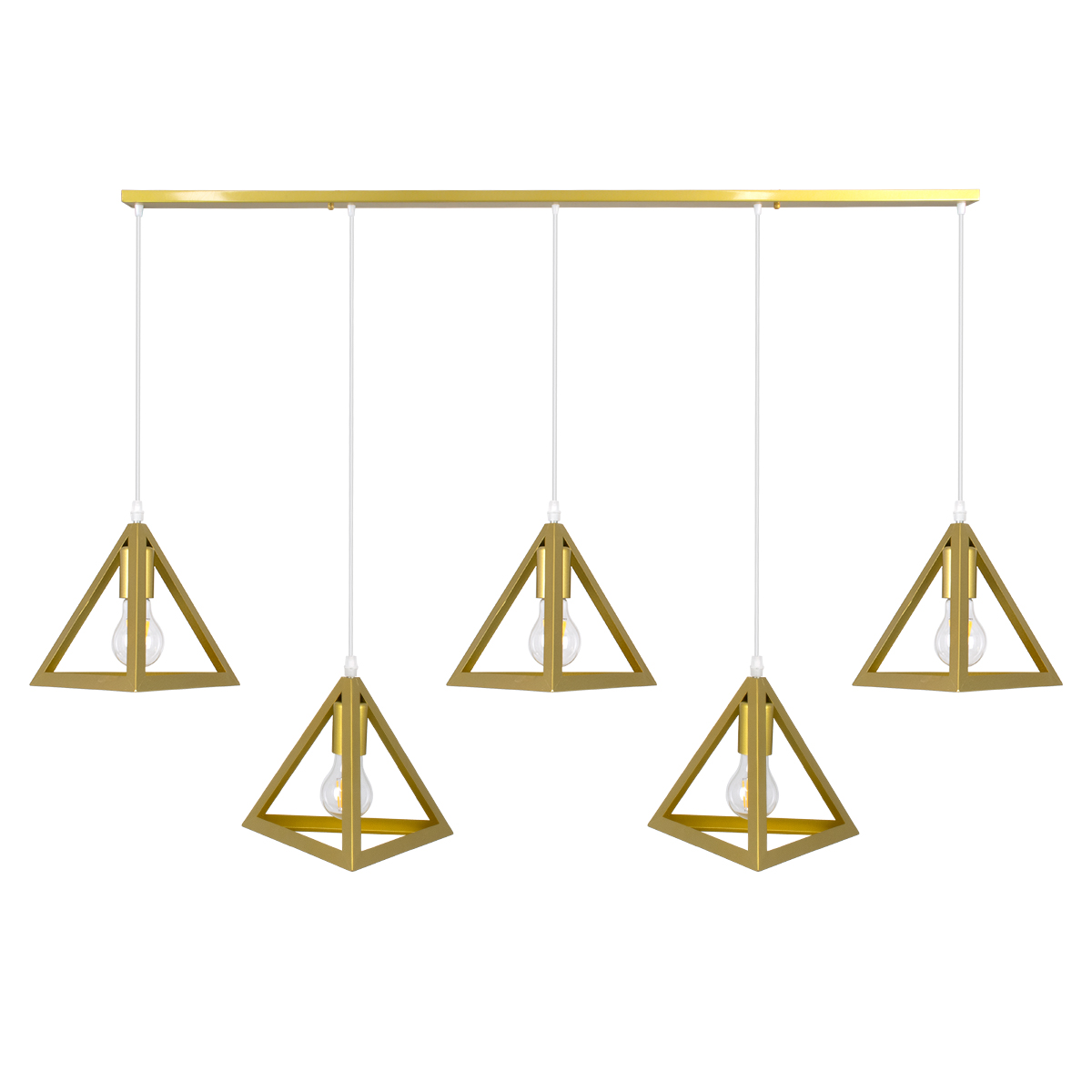 LEDTM® TRIANGLE 00610 Μοντέρνο Κρεμαστό Φωτιστικό Οροφής με Ντουί 5 x E27 AC 220-240V IP20 - Χρυσό - Μ170 x Π22 x Y130cm - Image 4