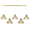 LEDTM® TRIANGLE 00610 Μοντέρνο Κρεμαστό Φωτιστικό Οροφής με Ντουί 5 x E27 AC 220-240V IP20 - Χρυσό - Μ170 x Π22 x Y130cm - Image 5