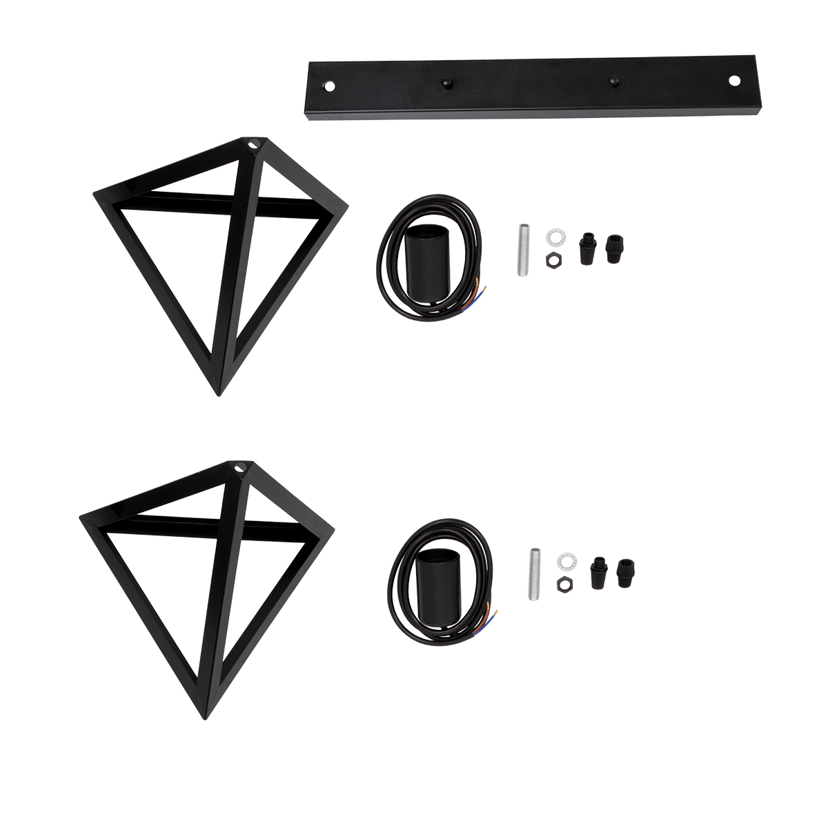 LEDTM® TRIANGLE 00611 Μοντέρνο Κρεμαστό Φωτιστικό Οροφής με Ντουί 2 x E27 AC 220-240V IP20 - Μαύρο - Μ60 x Π22 x Y130cm - Image 11