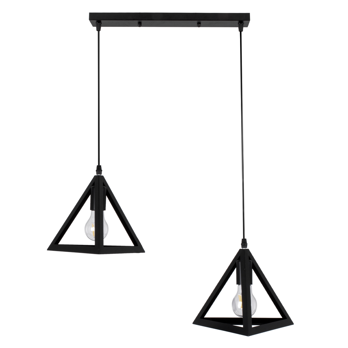 LEDTM® TRIANGLE 00611 Μοντέρνο Κρεμαστό Φωτιστικό Οροφής με Ντουί 2 x E27 AC 220-240V IP20 - Μαύρο - Μ60 x Π22 x Y130cm - Image 3