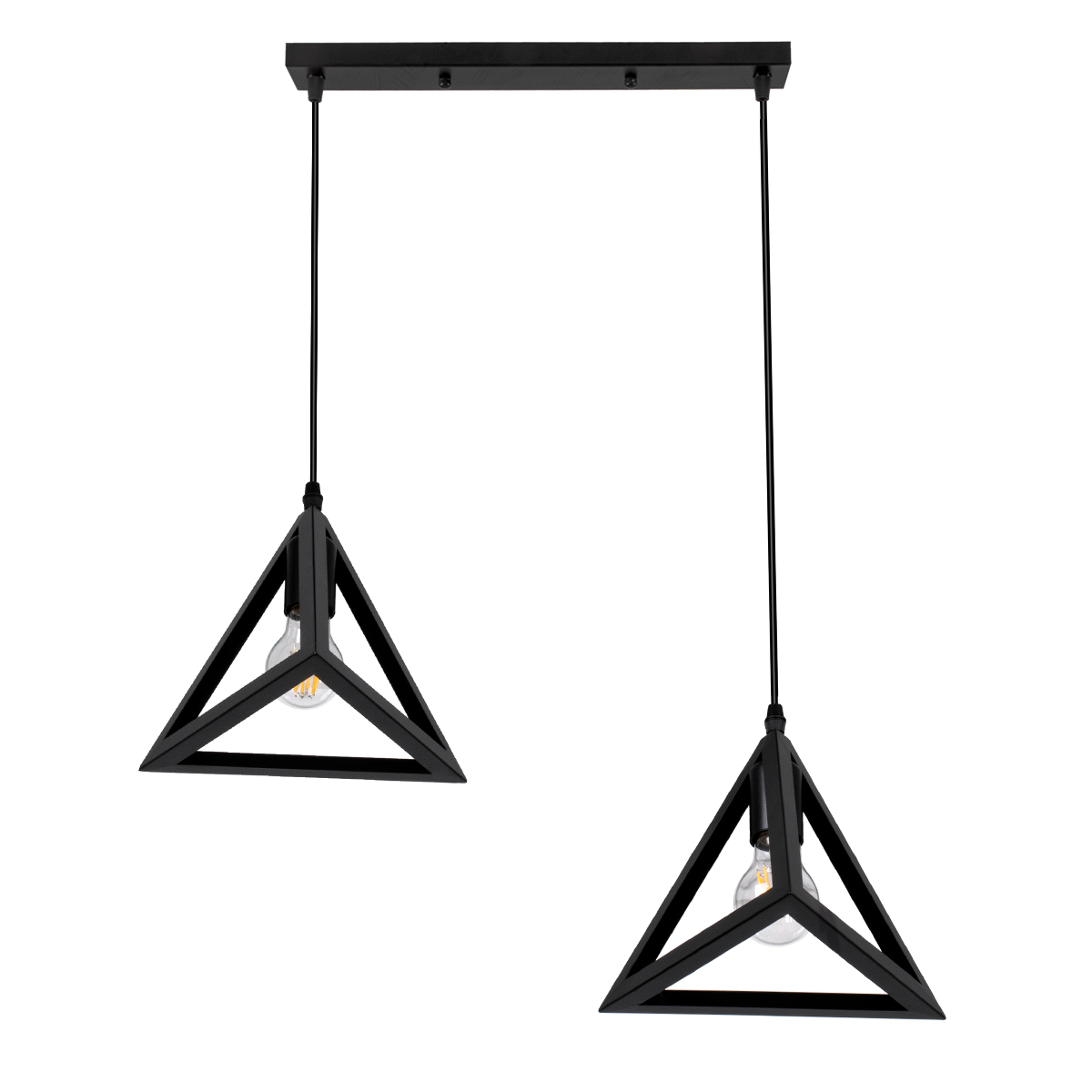 LEDTM® TRIANGLE 00611 Μοντέρνο Κρεμαστό Φωτιστικό Οροφής με Ντουί 2 x E27 AC 220-240V IP20 - Μαύρο - Μ60 x Π22 x Y130cm - Image 5