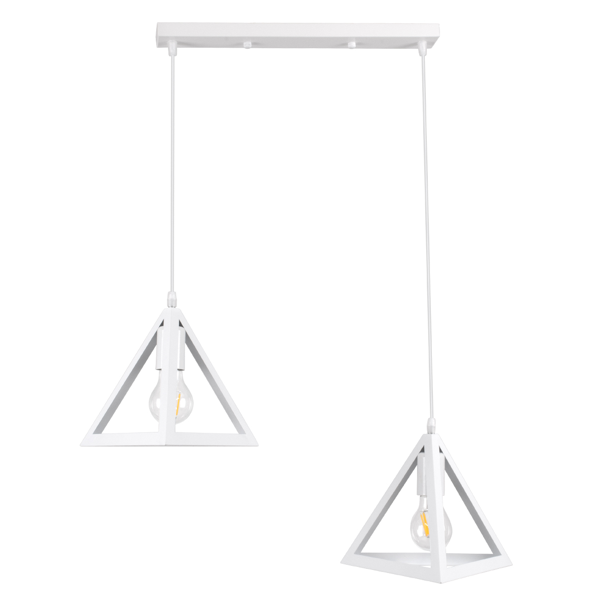 LEDTM® TRIANGLE 00612 Μοντέρνο Κρεμαστό Φωτιστικό Οροφής με Ντουί 2 x E27 AC 220-240V IP20 - Λευκό - Μ60 x Π22 x Y130cm - Image 3