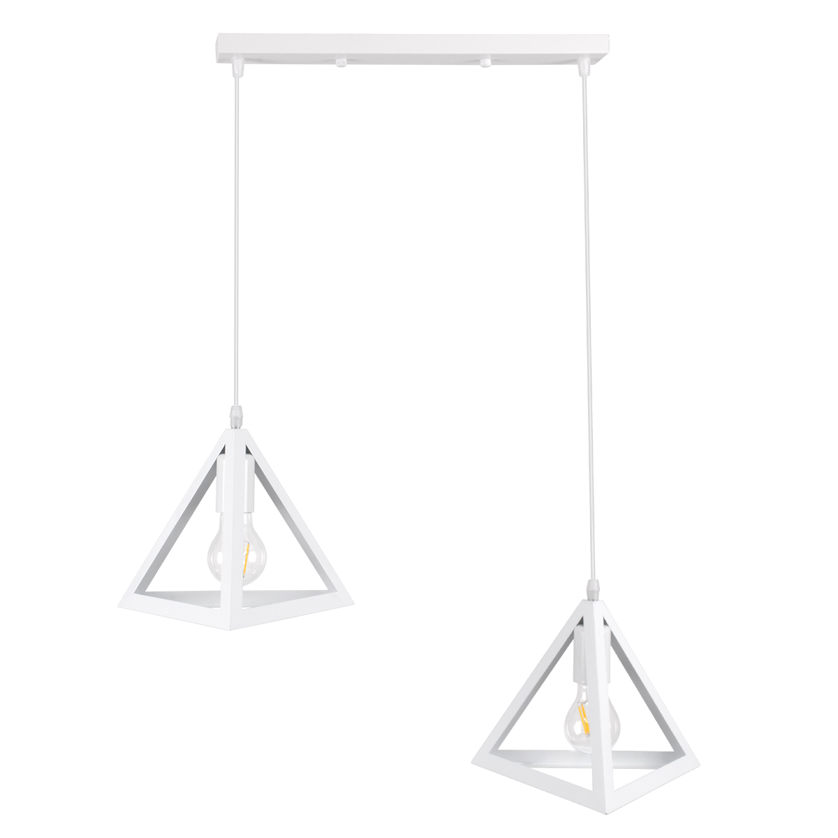 LEDTM® TRIANGLE 00612 Μοντέρνο Κρεμαστό Φωτιστικό Οροφής με Ντουί 2 x E27 AC 220-240V IP20 - Λευκό - Μ60 x Π22 x Y130cm - Image 4