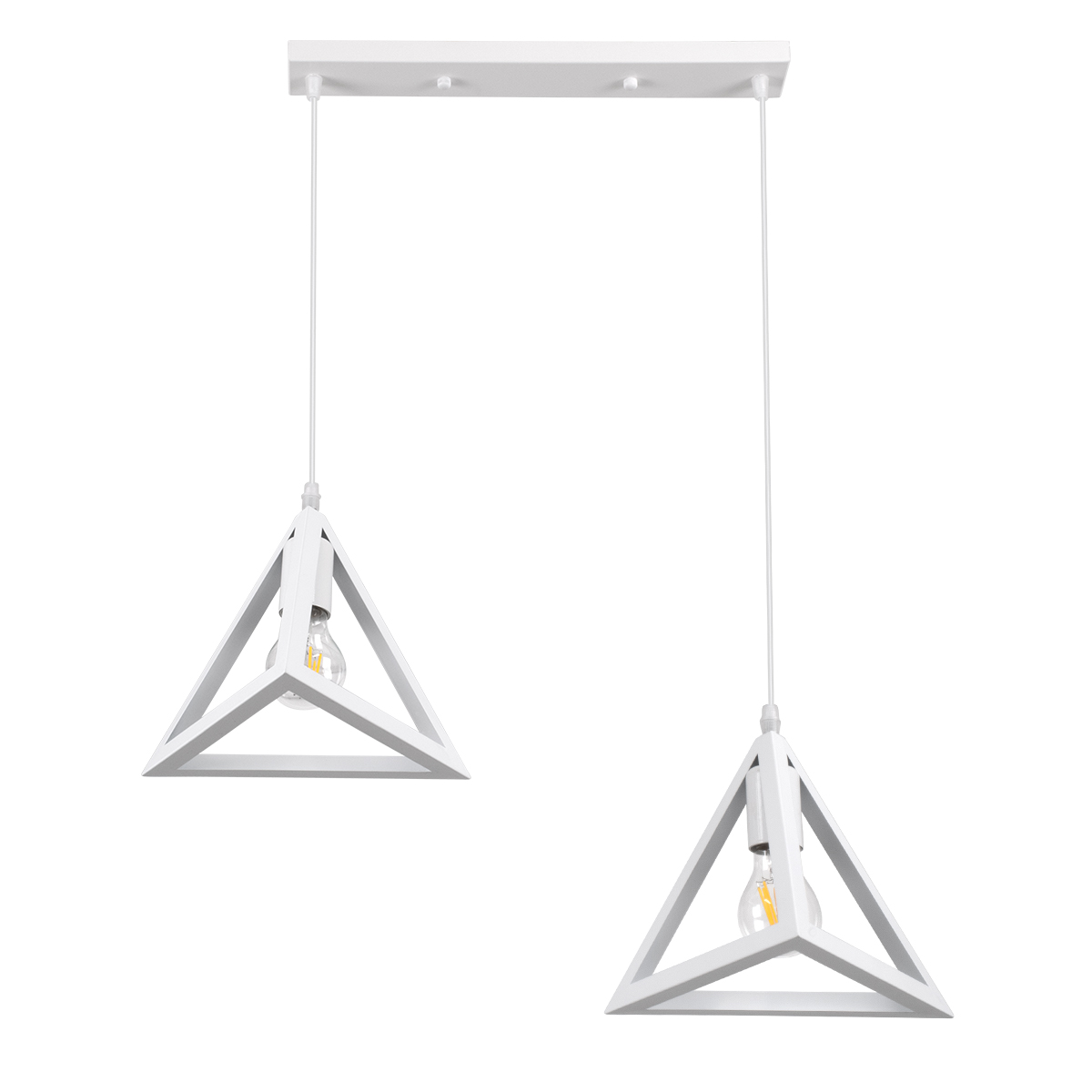 LEDTM® TRIANGLE 00612 Μοντέρνο Κρεμαστό Φωτιστικό Οροφής με Ντουί 2 x E27 AC 220-240V IP20 - Λευκό - Μ60 x Π22 x Y130cm - Image 5