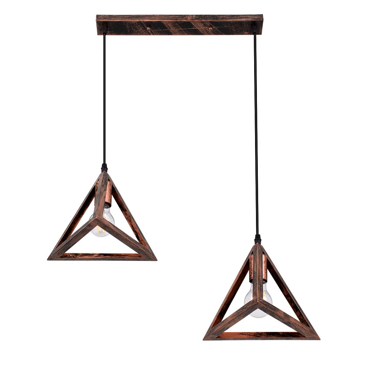 LEDTM® TRIANGLE 00613 Μοντέρνο Κρεμαστό Φωτιστικό Οροφής με Ντουί 2 x E27 AC 220-240V IP20 - Χάλκινο - Μ60 x Π22 x Y130cm - Image 5