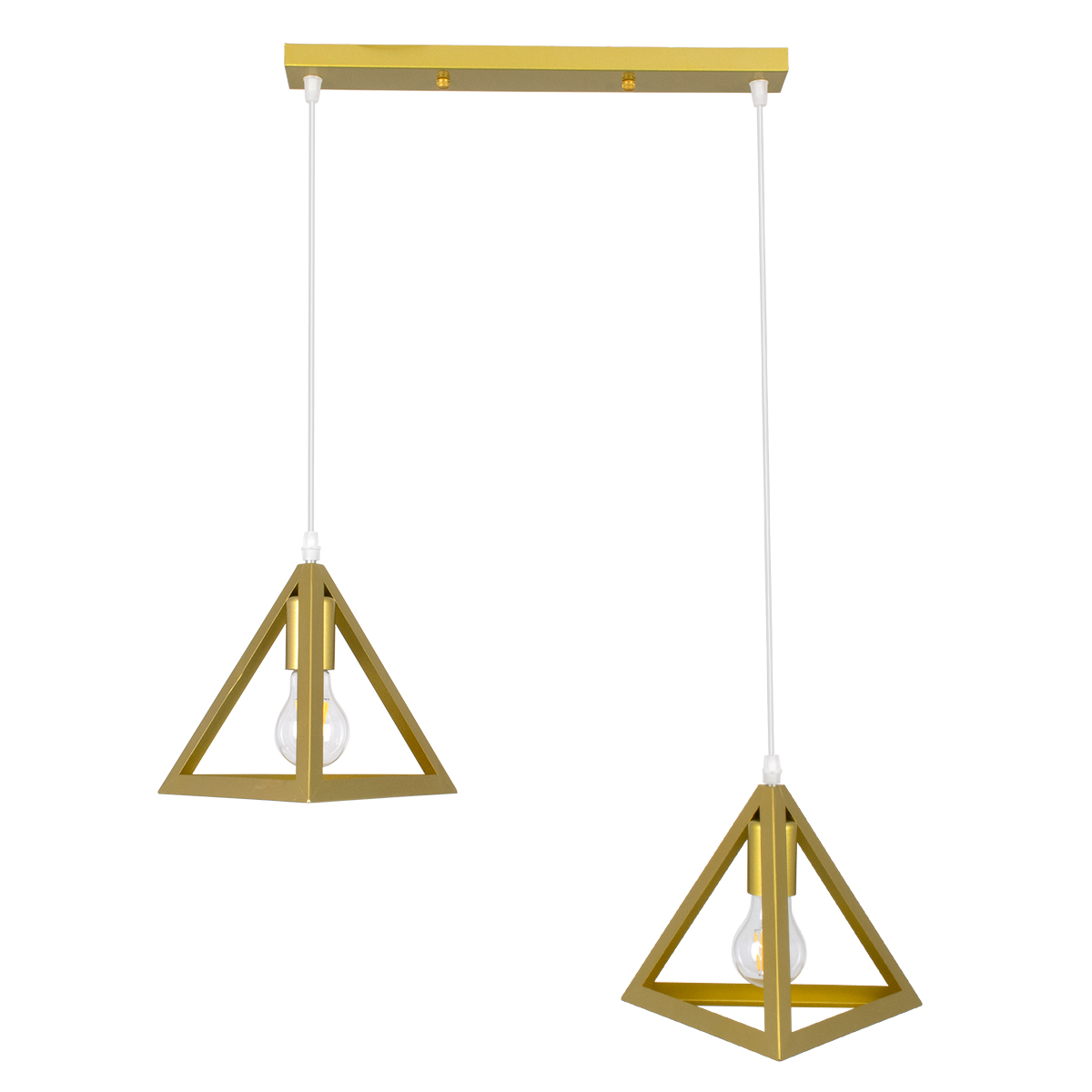 LEDTM® TRIANGLE 00615 Μοντέρνο Κρεμαστό Φωτιστικό Οροφής με Ντουί 2 x E27 AC 220-240V IP20 - Χρυσό - Μ60 x Π22 x Y130cm - Image 4