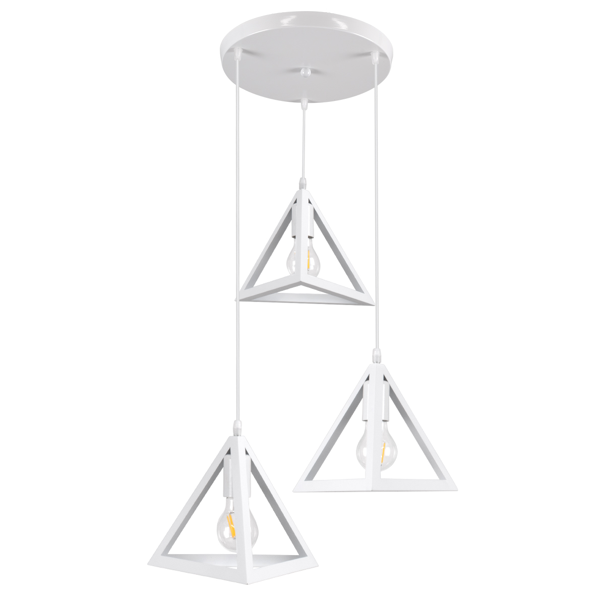 LEDTM® TRIANGLE 00617 Μοντέρνο Κρεμαστό Φωτιστικό Οροφής με Ντουί 3 x E27 AC 220-240V IP20 - Λευκό - Μ49 x Π49 x Y130cm - Image 3