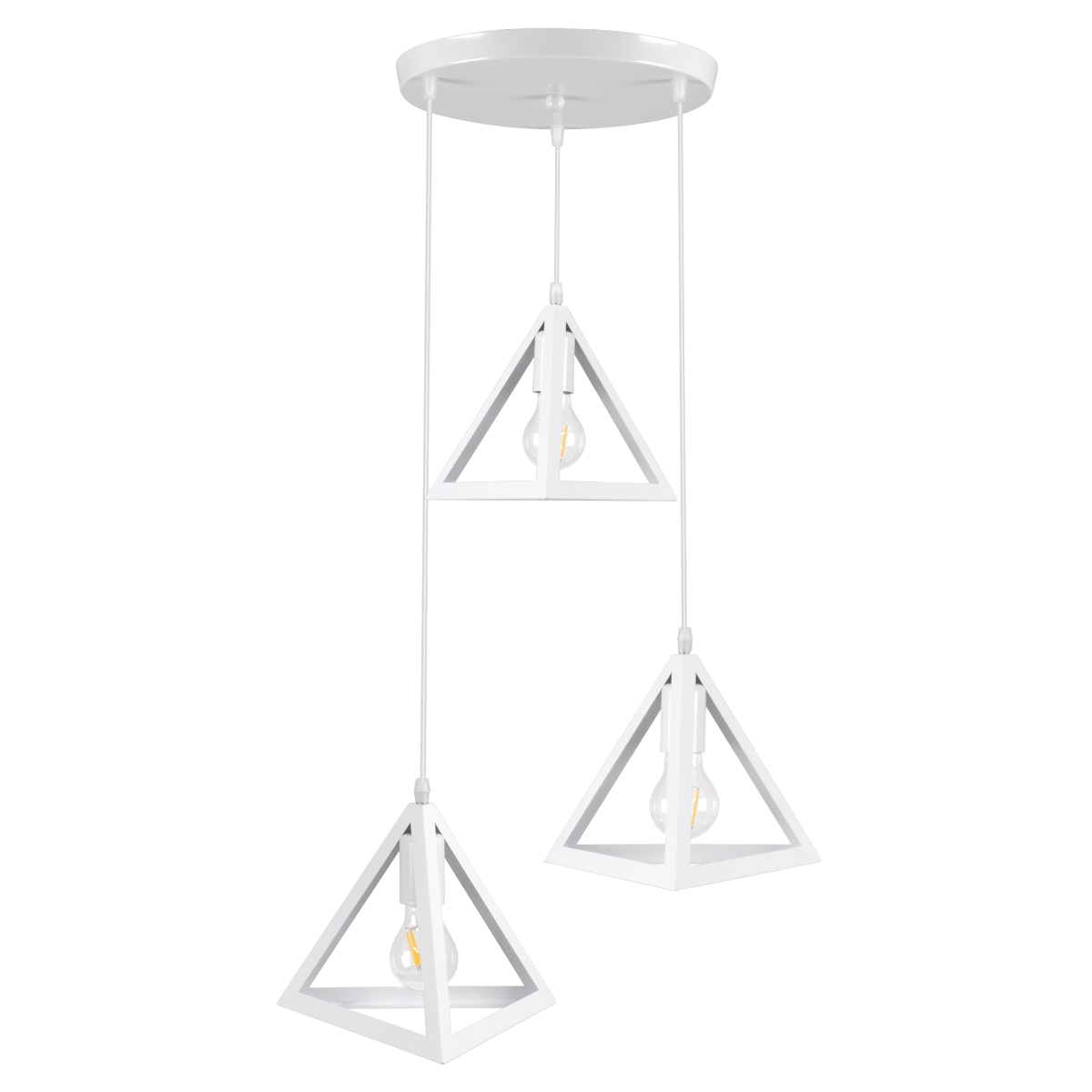 LEDTM® TRIANGLE 00617 Μοντέρνο Κρεμαστό Φωτιστικό Οροφής με Ντουί 3 x E27 AC 220-240V IP20 - Λευκό - Μ49 x Π49 x Y130cm - Image 4