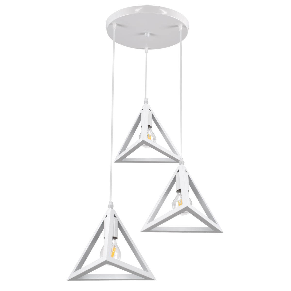 LEDTM® TRIANGLE 00617 Μοντέρνο Κρεμαστό Φωτιστικό Οροφής με Ντουί 3 x E27 AC 220-240V IP20 - Λευκό - Μ49 x Π49 x Y130cm - Image 5