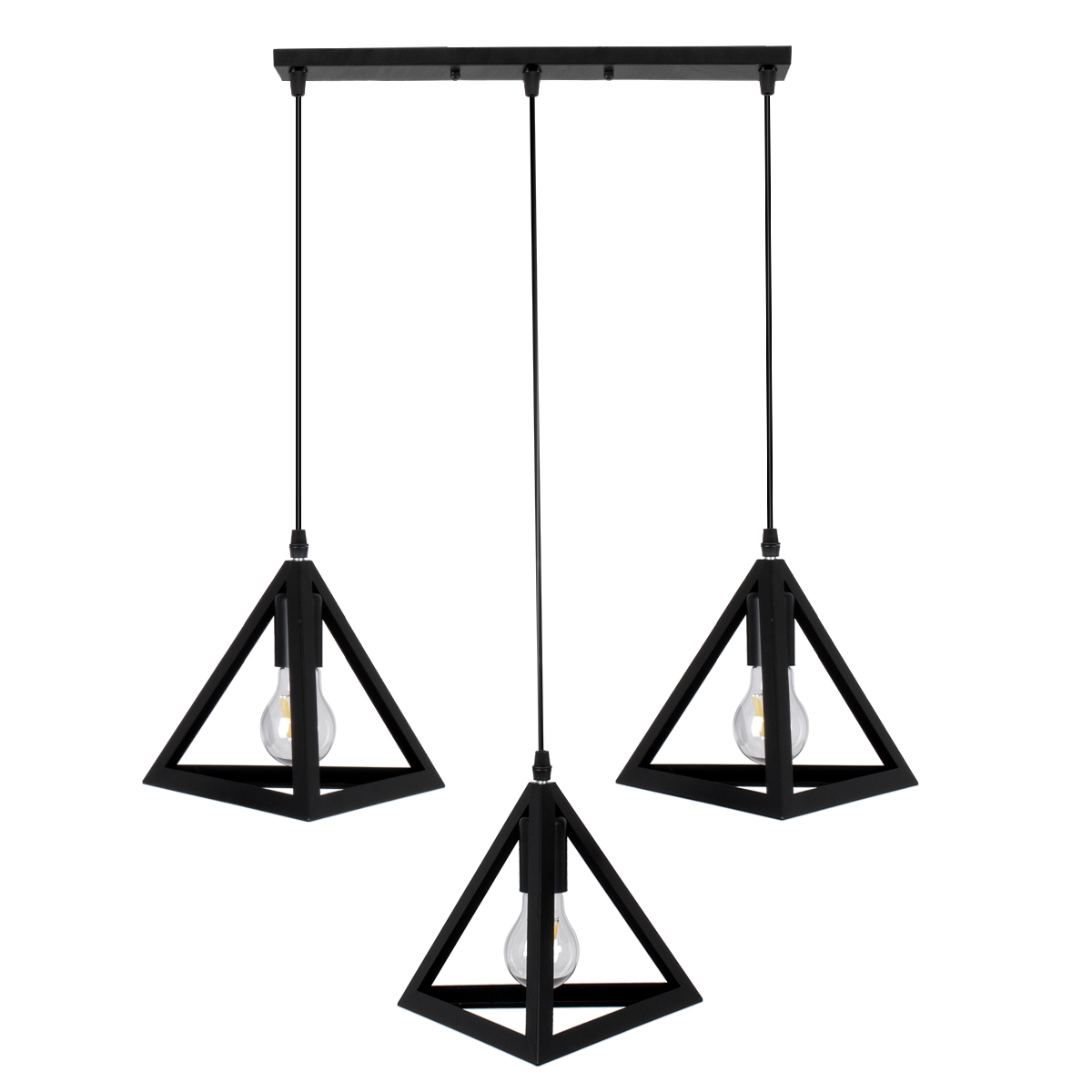 LEDTM® TRIANGLE 00621 Μοντέρνο Κρεμαστό Φωτιστικό Οροφής με Ντουί 3 x E27 AC 220-240V IP20 - Μαύρο - Μ70 x Π22 x Y130cm - Image 4