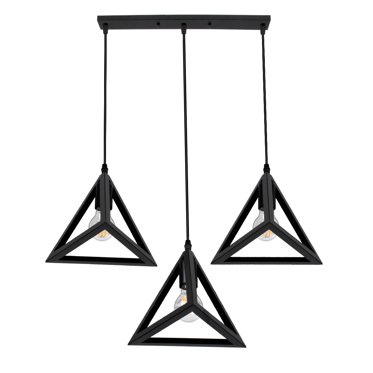 LEDTM® TRIANGLE 00621 Μοντέρνο Κρεμαστό Φωτιστικό Οροφής με Ντουί 3 x E27 AC 220-240V IP20 - Μαύρο - Μ70 x Π22 x Y130cm - Image 5