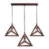 LEDTM® TRIANGLE 00623 Μοντέρνο Κρεμαστό Φωτιστικό Οροφής με Ντουί 3 x E27 AC 220-240V IP20 - Χάλκινο - Μ70 x Π22 x Y130cm - Image 5
