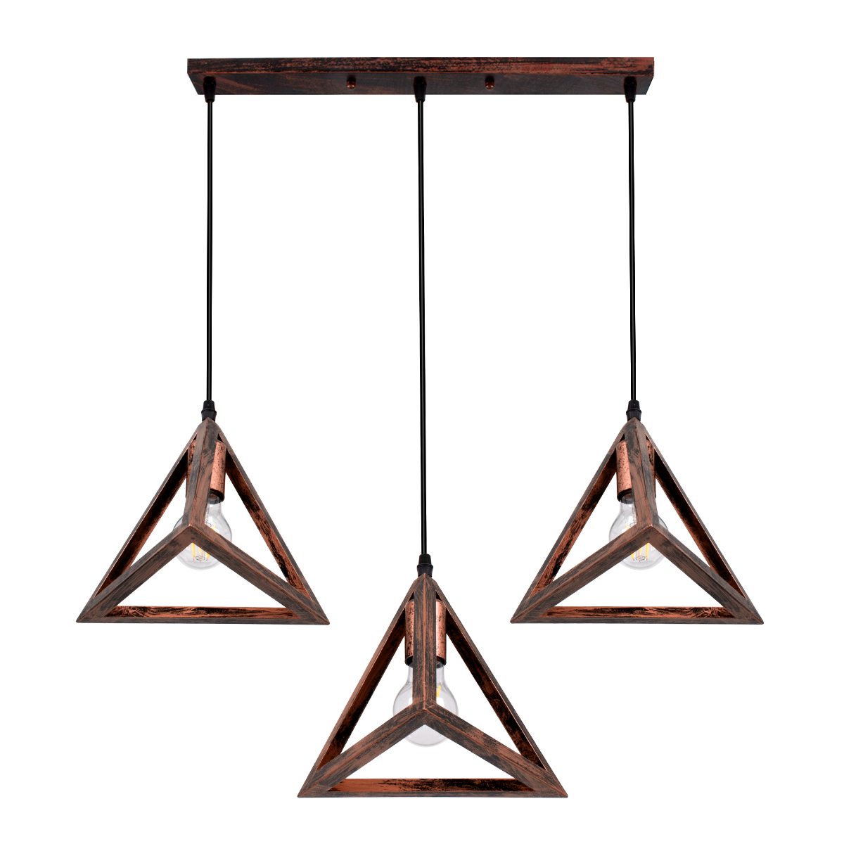 LEDTM® TRIANGLE 00623 Μοντέρνο Κρεμαστό Φωτιστικό Οροφής με Ντουί 3 x E27 AC 220-240V IP20 - Χάλκινο - Μ70 x Π22 x Y130cm - Image 5